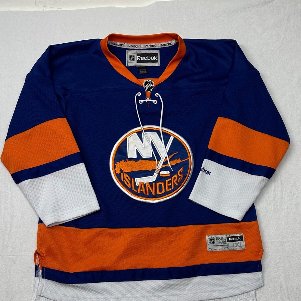 New York Islanders Youth L/XL‎ Reebok NHL Hockey Jersey Blue Orange